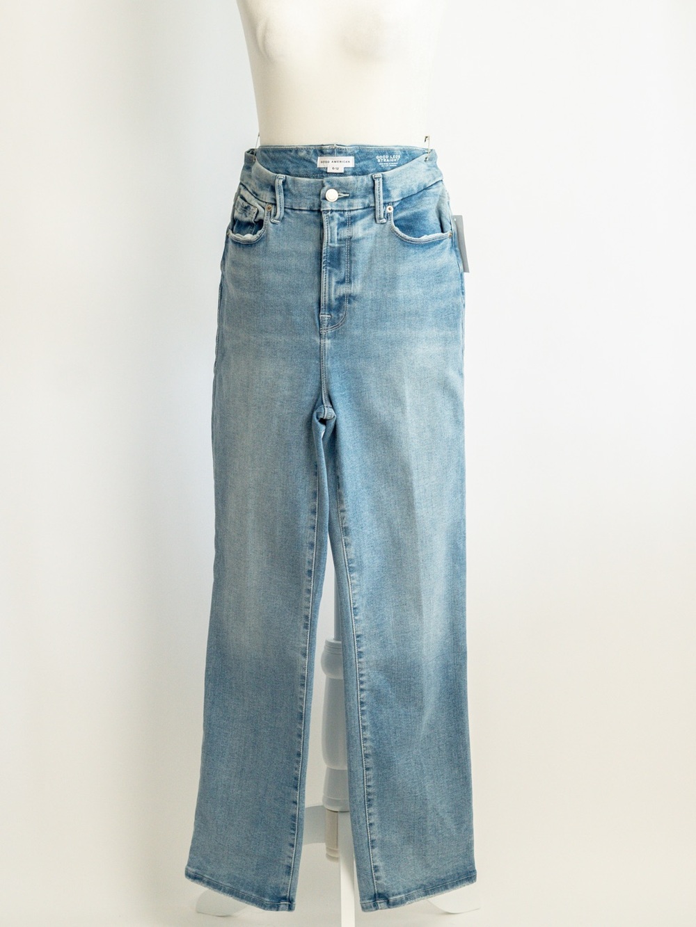 Good American Light Blue High-Rise Straight Leg Jeans